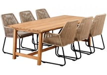 Brafab - Keros Matgrupp 220x100 cm Teak ink 6st Midway Karmstolar