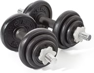 York Fitness 20 kg Cast Iron Spinlock Dumbbell - Adjustable Pack of 2, Black