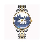 Christmas Gift Watches Men's Fashion Japanese Quartz Date Stainless Steel Bracelet Gold Watch Vintage Polar Bear Print Watch