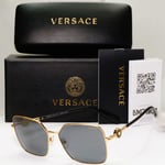 Versace Sunglasses Black Polarized Gold Square Medusa MOD VE 2227 1002/81