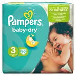 Pampers Baby-Dry Size 3 Midi, 30 Nappies