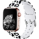Wepro Replacement Strap Compatible with Apple Watch Strap 41mm 40mm 38mm, Pattern Printed Soft Silicone Wrist Bands for Apple Watch SE/iWatch Series 7/6/5/4/3/2/1, 38mm/40mm/41mm-S/M, Black Leopard