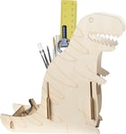 Pebaro 477/3 - Kit de construction en bois - Porte-stylo dinosaure - Puzzle 3D - Bricolage avec du bois - Puzzle en bois prédécoupé - Avec papier émeri - Éclat, emboîter, prêt à l'emploi - Idée cadeau