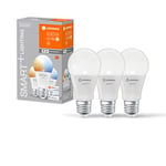 LEDVANCE Smart LED lamp with WiFi Technology, E27-base matt Optics,Light Colour Changeable (2700K-6500K), 806 Lumen, 60W-Replacement, Smart dimmable, 3-Pack