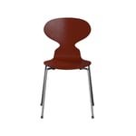 Fritz Hansen Myran 3101 stol venetian red, målad ask, kromat stålstativ