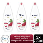 Dove Reviving Body Wash Natural Moisturiser Pomegranate & Hibiscus Tea, 3x720ml