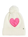 Hearts Knitted Pompom Hat Cream Mini Rodini