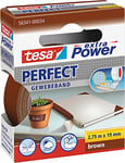 tesa extra Power Perfect Cloth Tape - Fabric-Reinforced Repairing Tape for Crafting, Repairing, Fastening, Reinforcing and Labelling - Brown - 2.75 m x 19 mm