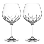 DIAMANTE Crystal Gin Copa Glass Pair - 'Classic' Collection Hand Cut Crystal Balloon Glasses - Set of 2