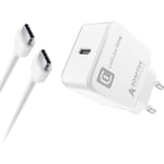 Cellularline | USB-C Charger Kit 15W | Chargeur USB-C pour Samsung - Puissance de Sortie maximale de 15 W, 1 m - Blanc