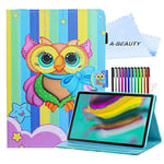 A-BEAUTY Samsung Galaxy Tab S6 10.5 2019 SM-T860/T865 Case, Auto Sleep/Wake Stand Slim Smart Cover with Pencil Holder, Fashion Owl