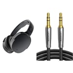 Skullcandy Hesh ANC Over-Ear Noise cancelling Wireless Headphones, 22 Hr Battery, Microphone & UGREEN Aux Cable Braided Stereo 3.5mm Audio Cable Headphone Mini Jack Male to Male