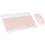 (Pink)10 Inch Tablet Keyboard And Mouse Combo Portable Ultra Slim Rechargeable