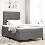 Box Spring Säng med Madrass & LED Lampa Grå Liten Dubbel Velourtyg