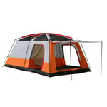 ZHONGXIN Family Dome Tent with 2 Sleeping Cabins, Camping Tent Waterproof Double Layer Fishing Hunting Tent 8 to 12 Man, for Outdoor, Hiking Mountaineering Travel (Orange,310 * 220 * 195cm)