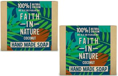 FAITH IN NATURE COCONUT HAND MADE SOAP - VEGAN - ANIMAL CRUELTY FREE 2x100g