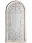 Gallery Direct Fleura Outdoor Garden Wall Ornate Arched Mirror, 96.5 x 49cm, Antique Ivory
