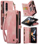 CaseMe Samsung Galaxy Z Fold 5 Rymligt plånboksfodral med många kortfack, rosa