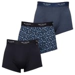 Ted Baker Mens 3 Pack Boxer Briefs - Navy/Blue Night/Deimos Spot Navy - M