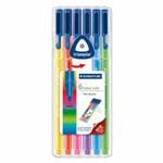 Staedtler 323 Triplus Colour Fibre-tip Pens - 1.0mm - Assorted Colours - 6 Pack