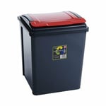 50L Red Plastic Recycle Bin & Lid Rubbish Dustbin Kitchen Garden Waste