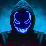 LED-mask för Halloween, Purge-mask med 3 ljuslägen, Ljus upp Halloween-mask för män, kvinnor och barn, blå