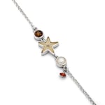 DUR Bracelet en argent sterling avec étoile de mer et ambre - 16,5 cm - A1557, 16,5cm, Argent, Pas de gemme