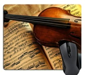 Knseva Classical Music Violin and Book Limited Design Oblong Mouse Pad by Cases & Mousepads