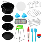 BestFire 124Pcs Air Fryer Accessories 8'' Air Fryer Kit Low Fat Cooking Air Fryer Basket of 4L-8L with Non-Stick Cake Pan, Silicone Mat, Pizza Pan, Oven Mitts, Cookbook