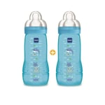 MAM Mam Easy Active 2nd Age Colourful Baby Bottle - 330 Ml Från 6 Månader Flow Teat X Set Med 2 Boy