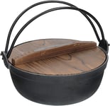 Kitchencraft World of Flavours Japanese Cooking Pot with Wooden Lid, Cast Iron,