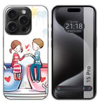 Housse En Silicone Compatible Avec L'IPhone 15 Pro (6.1) Design Café Dessins