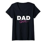 Womens Happy Fathers day Men Outfits Pink Heart Funny Dad Girl V-Neck T-Shirt