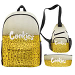 YANGPP Cookie 3D Digital Color Printing Backpack Set Sac À Dos Messenger Bag Pen Case-7 Styles, Taille Unique