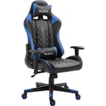 YOLEO Chaise de Bureau A l'aise Gaming Fauteuil Ergonomique Fauteuil Gamer-Bleu, Inclinable 95 °-172 °, Hauteur Reglable