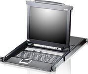 Aten 16-Port Ps/2-Usb Vga Lcd Kvm-Switch Med Kedjekopplingsport Och Stöd För Usb-Kringutrustning, 1920 X 1200 Pixlar, Wuxga, Rackmontering, 1U, Svart