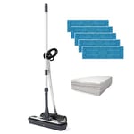 Polti Moppy Floor Cleaner with Steam, Cordless, Extra Cloth Equipment, for All Kinds of Floors and Vertical Washable Surfaces, Black