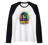 DJ In Da House Over Head Headphones Music Lover Raglan Baseball Tee