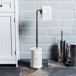 Bath Vida Toilet Paper Roll Holder Stainless Steel Freestanding Bathroom Stand