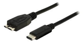USB-C till USB 3.1 gen 2 kabel 1m svart för anslutning av 3-hårddiskar etc