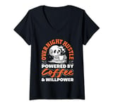 Womens Midnight Shift Unite Skeleton Coffee Lover V-Neck T-Shirt