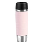 Emsa N2012200 Waves Grande Travel Mug/Thermal Mug, Stainless Steel Silicone Plastic, Powder Pink, 500 ml