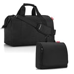 Reisenthel Allrounder L with Toiletry Bag XL Travel Bag Wash Bag, Black, Handgepäck 20 Zoll, Travel Bag and Toiletry Bag Set