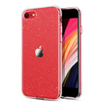 ORNARTO Glitter Clear Case for New iPhone SE 2020, Bling Rugged Shockproof Hybrid Full Body Protective Case Cover for New Apple iPhone SE(2020) 4.7”-Clear