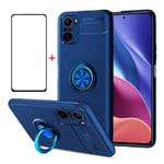 AKABEILA Xiaomi Poco F3 Case Cover Xiaomi 11i 5G Screen Protector, Compatible for Xiaomi Redmi K40/K40 Pro/Xiaomi 11x Phone Case Silicone Kickstand Ring Grip Holder Shockproof[Free Tempered Glass]Blue