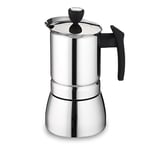 Cafe Ole SSICM-04 Italian Style Stainless Steel 4 Cup (240ml) Coffee Maker Moka Pot for Espresso, Cappuccino, Latte-Suitable for Induction Hobs, Silver