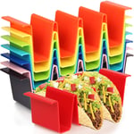 Youngever 8 Pack Re-usable Plastic Taco Holder Stand, Dishwasher Top Rack Safe, Microwave Safe, Set of 8 Assorted Colors (Rainbow)
