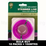 Strimmer Line Bulk 10 X 15mtr Rolls 150mtr Petrol 2.0mm Nylon Cord Green Jemjem