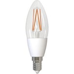 Airam SmartHome -lyspære, E14, klart glas, 470lm, justerbar hvid, WiFi