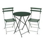 Fermob - Bistro matgrupp runt bord Ø57cm & 2 metall stolar cedar green - Matgrupper utomhus